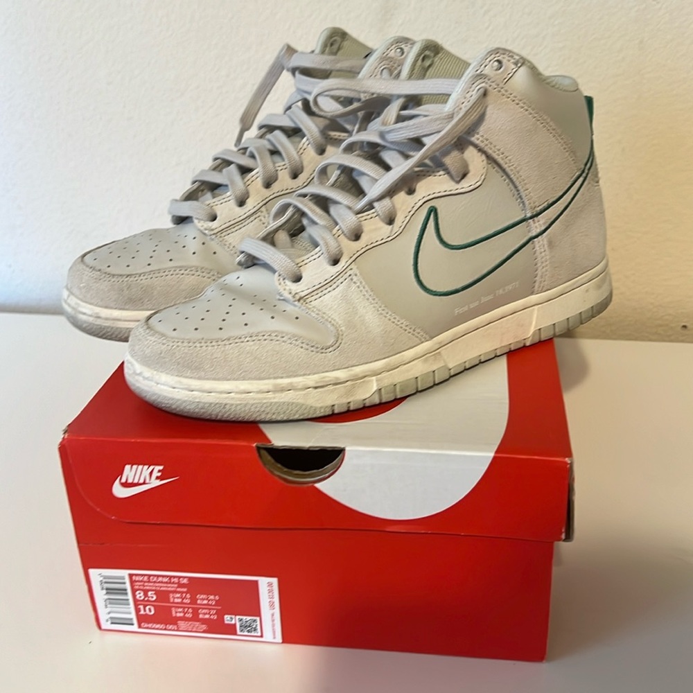 Light Bone & Green Nike Dunks